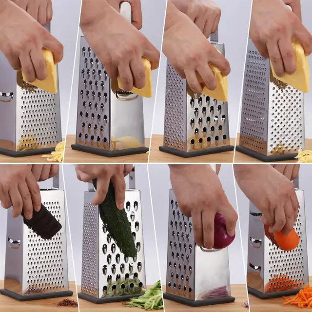 Cheese Grater with Garlic Crusher - Box Grater Cheese Shredder - Cheese  Grater with Handle - Graters for Kitchen Stainless Steel Food Grater -  Garlic Mincer Tool and Vegetable Peeler - Yahoo Shopping