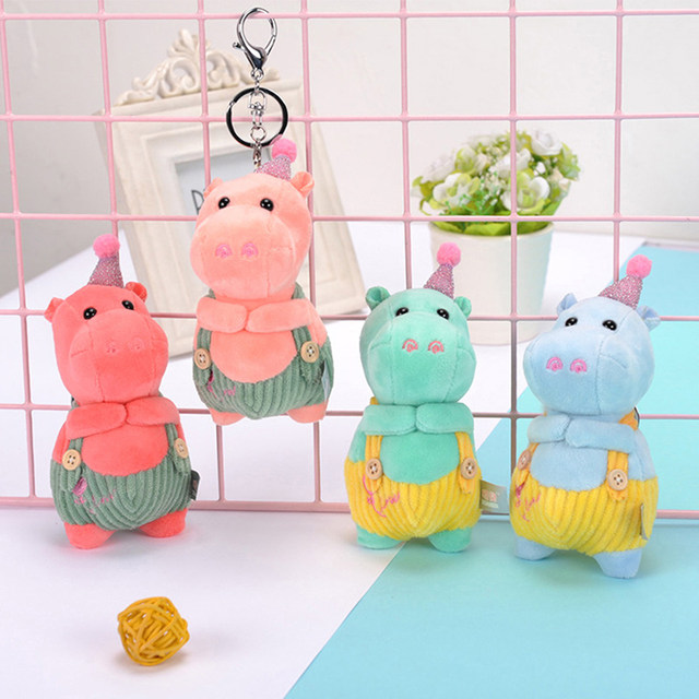 Plush Figurine Crown Hippo high quality Pendant Cartoon Animal Keychain Toy