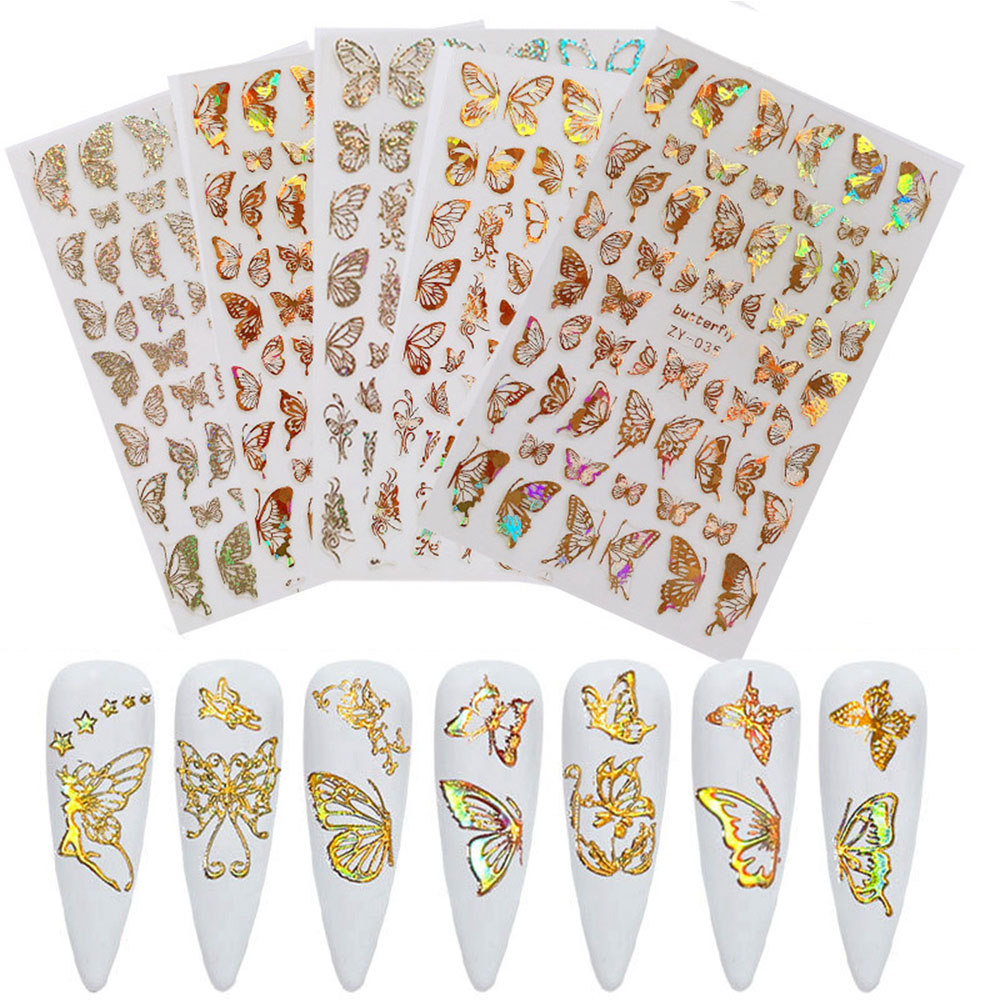 Best of Butterfly Nail Art Stickers Holographic Floral Laser Slices Nails Foils Decals Tips Manicure Decorations Accessories Reviews & Tips