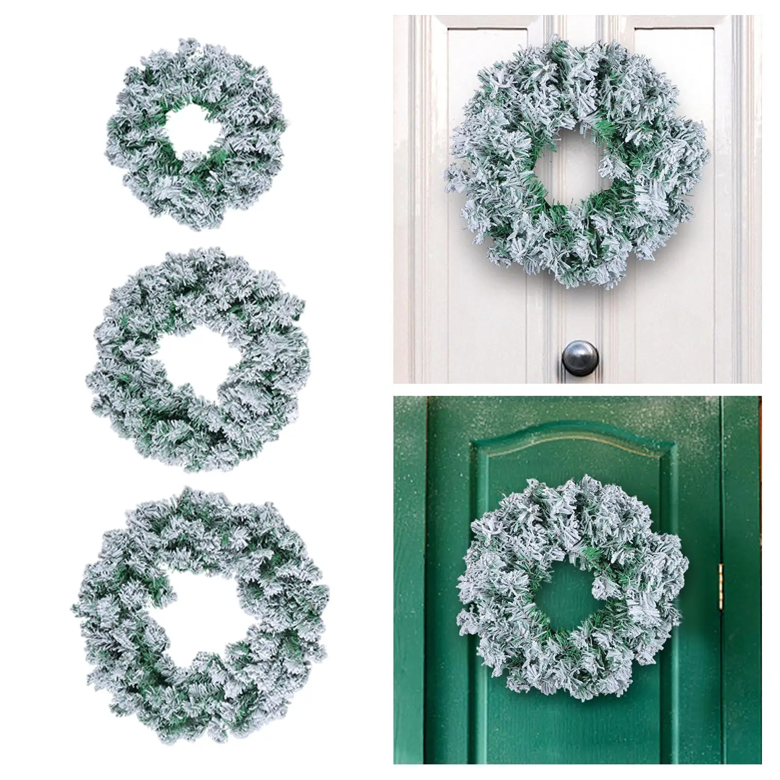 Artificial Snowy Christmas Wreath Xmas Decor Realistic Green Hanging Ornament for Wall Holiday Indoor Outdoor Window Wedding