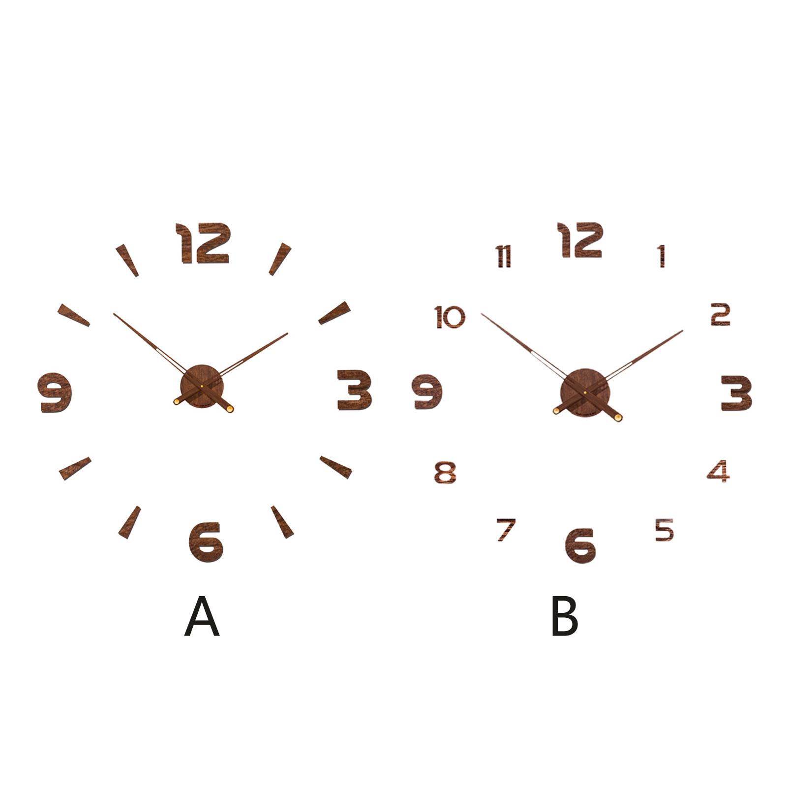 Modern DIY Wall Clock Frameless Large 3D Wall Stickers Wood Silent Wall Clock for Home Office Living Room Bedroom Decorations