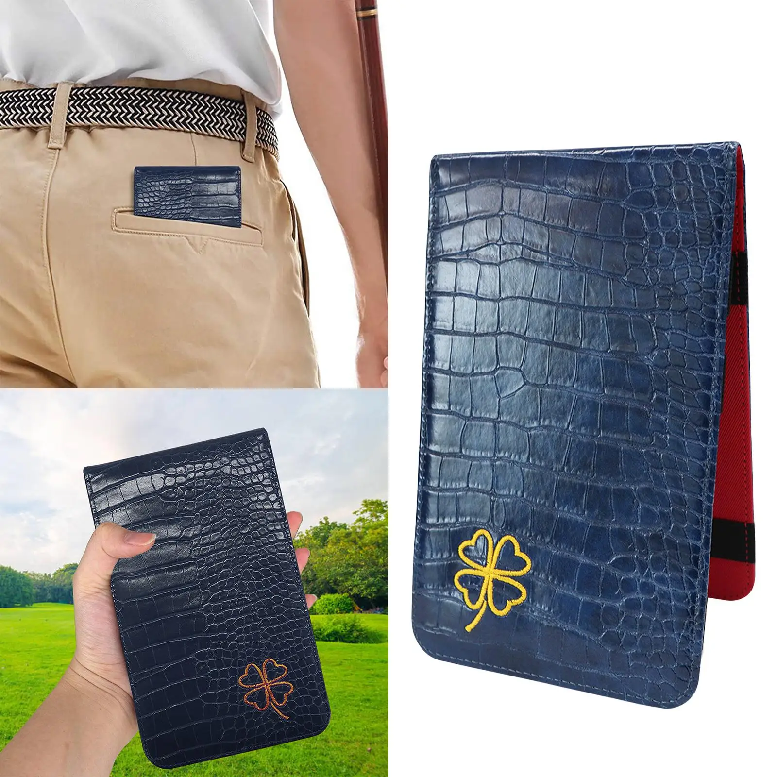 Yardage Book Cover Golf Score Cards Wallet with Pencil Loop with Elastic Bands Golf Scorecard Holder for Golfer Family Birthday