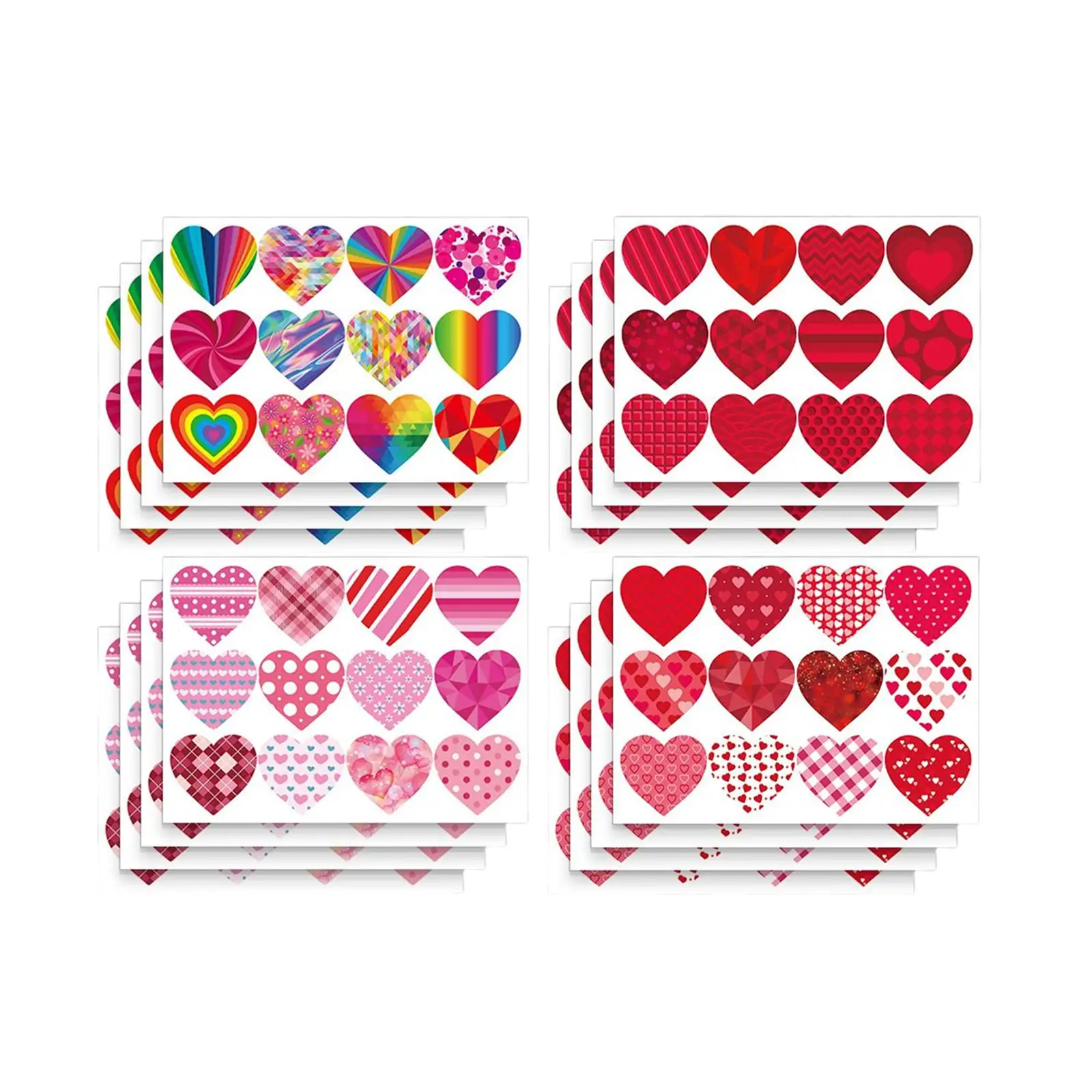 192x Heart Shaped Stickers Bouquet Wrapping Gift Packaging Tags Labels for Candy Pouch Anniversary New Year Festivals Party