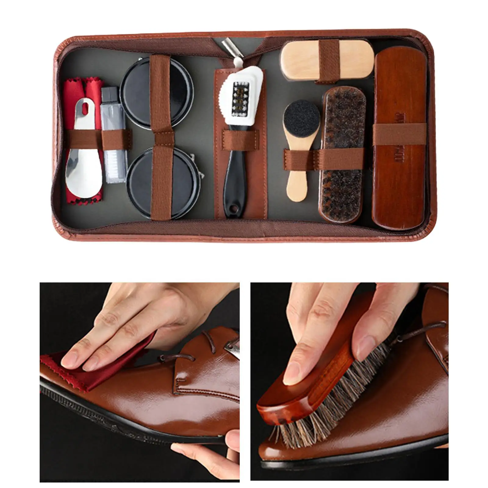 11Pcs/Set Shoes Shine Set Portable For Boots Sneakers Cleaning Set Brush Shine Polishing Tool For Leather Shoes