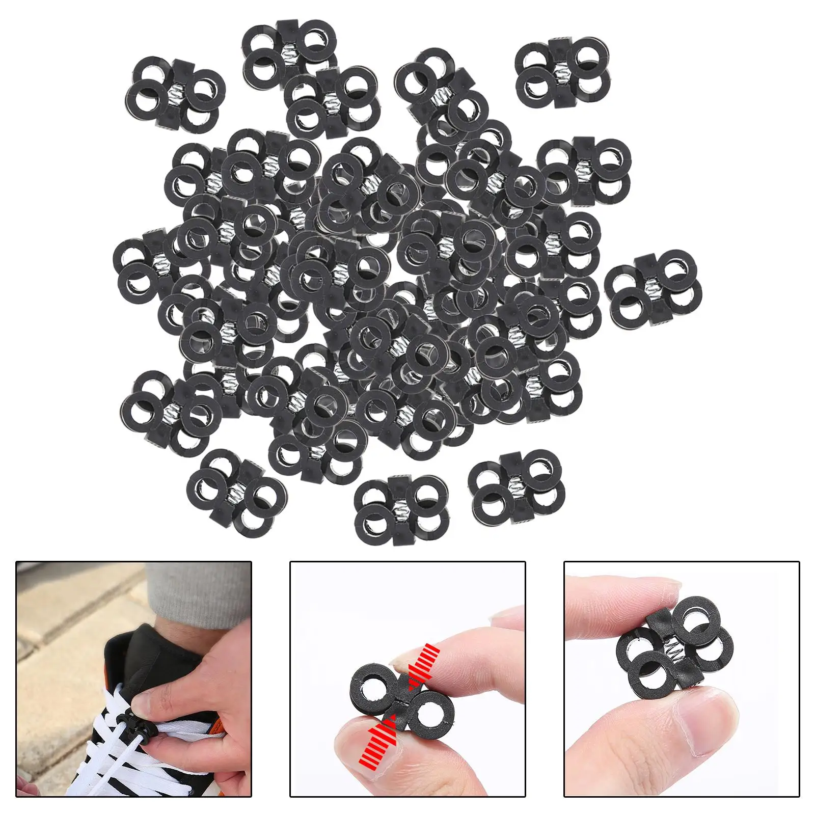 50 Pieces Lock Shoe Strings Fastener Buckle Locks Stopper