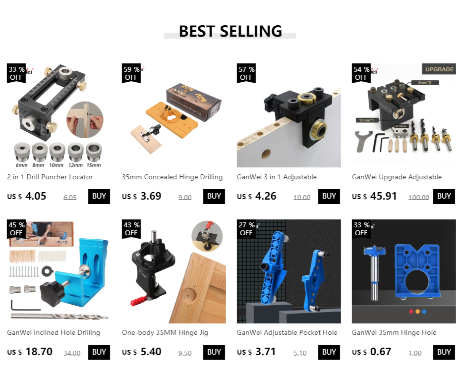 GanWei ajustável Doweling Jig, Carpintaria Pocket Hole