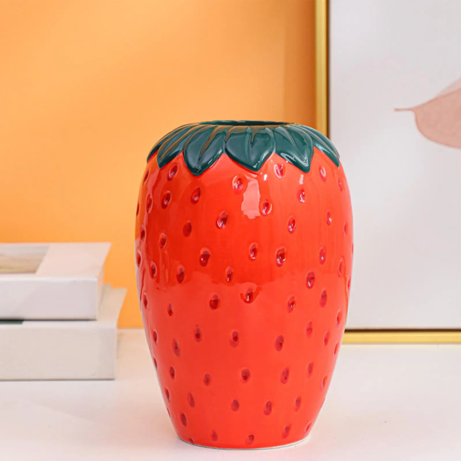 Strawberry Shaped Flower Vase, Flower Arrangement Elegant Pencil Holder for Wedding Home