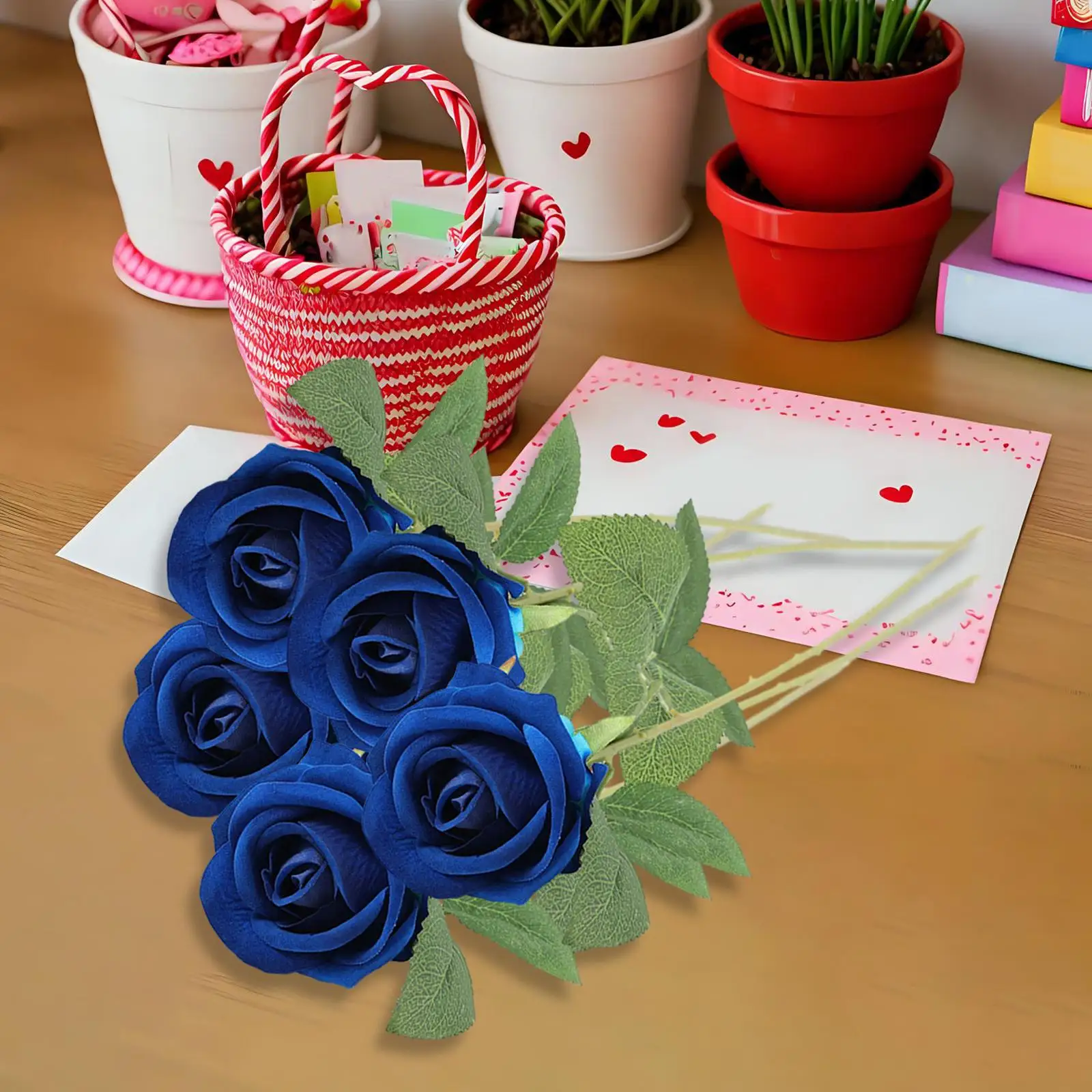 5Pcs Artificial Flowers Valentines Day Gifts for Boyfriend Floral Arrangements for Birthday Table Decor Anniversary Party Couple