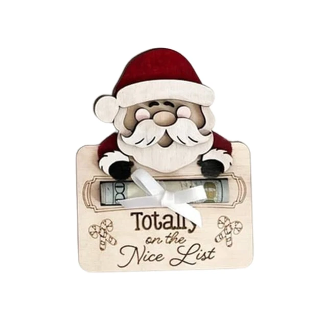 Porte-monnaie personnalisé du Père Noël, carte d'argent en bois, carte de  vœux pour bas de Noël, tirelire de Noël, cadeau de Noël pour la famille