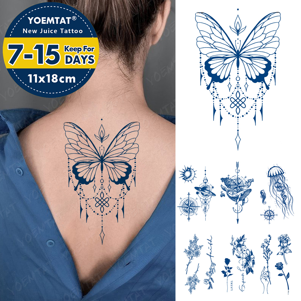 Best of Semi-Permanent Waterproof Temporary Tattoo Stickers Butterfly Wing Juice Lasting Ink Tatto Sexy Body Art Herbal Fake Tattoos Arm Reviews & Tips