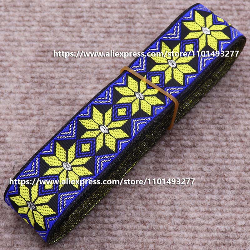 Description Picture 4 of item7 Yards 3.3cm Jacquard Ribbon Ethnic Lace Trim Embroidered Woven Webbing Tape For Clothing Bag Sewing Fabric Geometric Pattern