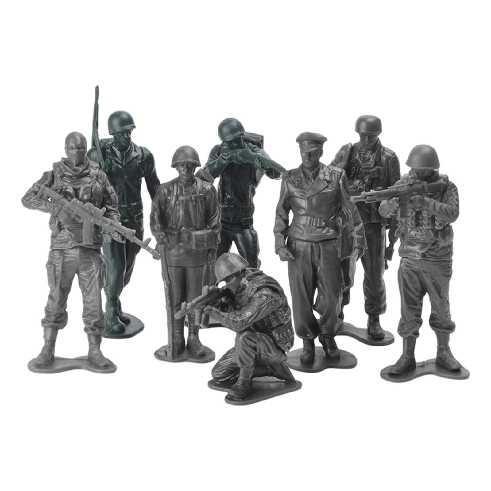 8Pcs 1:18 Scale Action Figure Toy Soldiers Playset Building Accessory Diorama Scenery Layout Soldiers Figurines Model for Adults