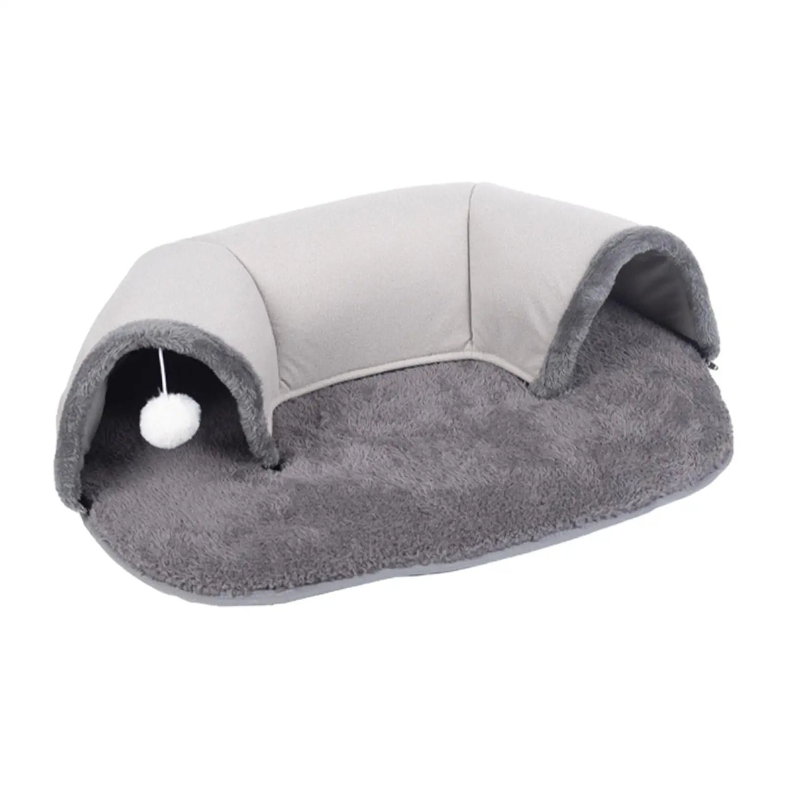 Cat Tunnel and Bed Toy Washable Multifunctional Anti Slip Bottom Plush for Kitten Puppy 65x49x17cm with Toy Ball Fun Exercise