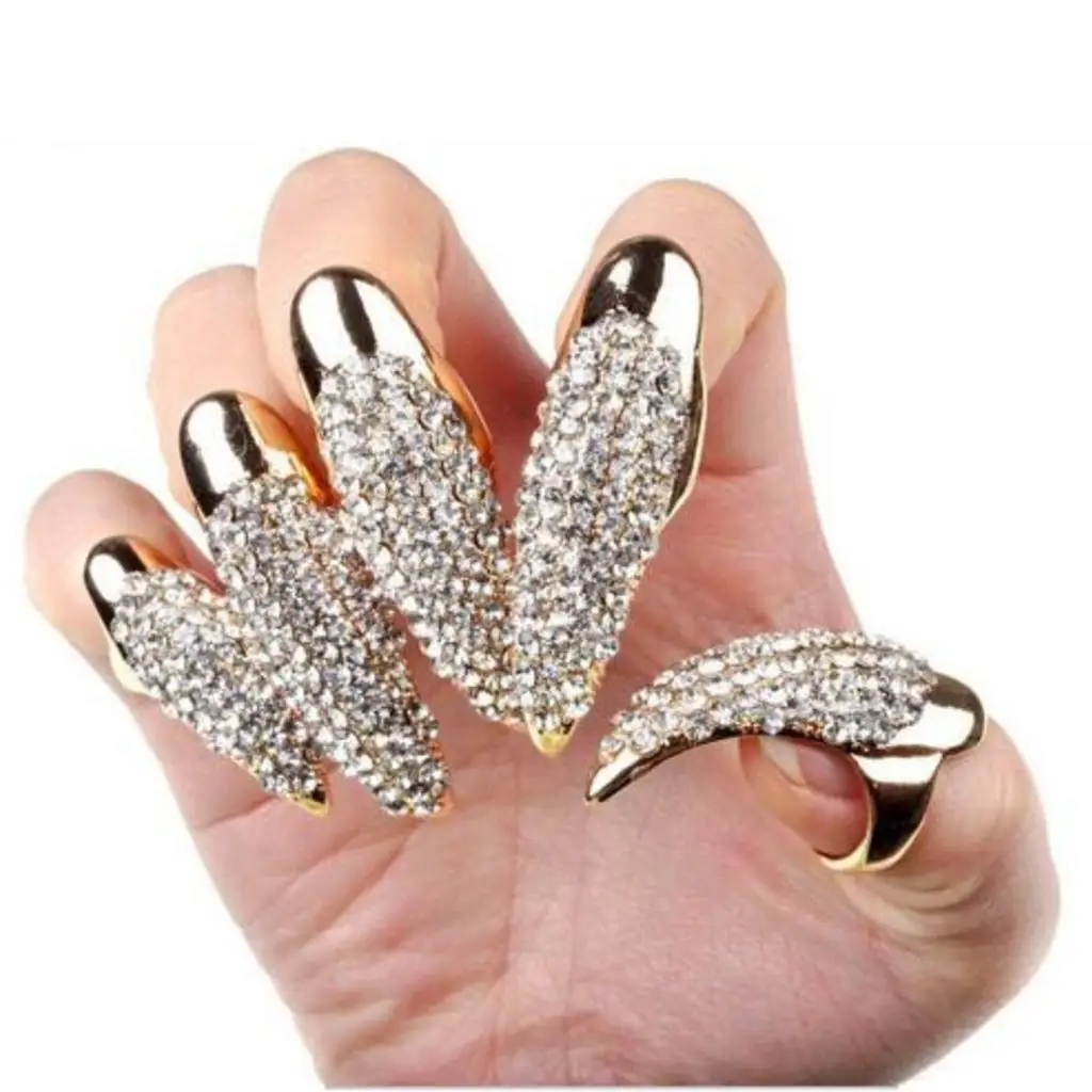 5pcs/set Glitter Crystal Rhinestone Nails Finger Jewelry Tool
