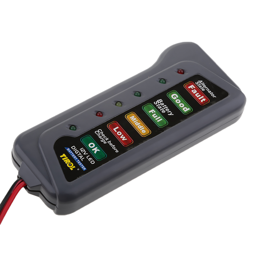 12 Battery & Alternator , Test Battery Condition & Alternator Charging  for Car Motorcycle (6 LED indication)