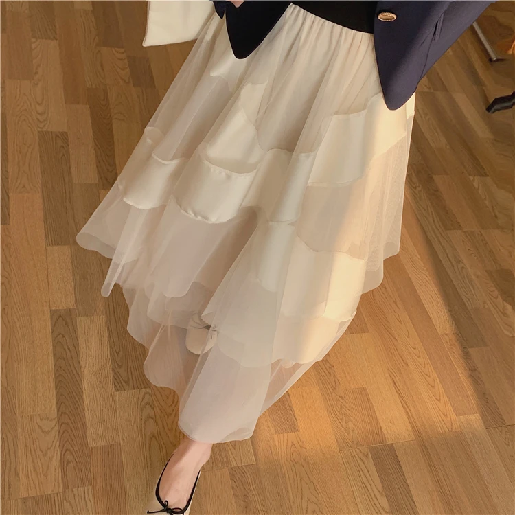 silk skirt Tinomiswa Asymmetrical Mesh Patchwork Skirts Women High Waist Fashion Casual Jupe Femme New Arrival A-line Sweet Faldas Mujer mini skirts for women