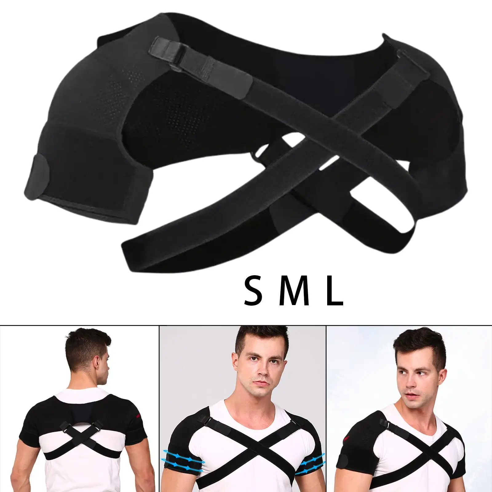 Double Shoulder Support Strap Adjustable   Shoulder Brace Wrap Belt Band Pad Back Support Protector