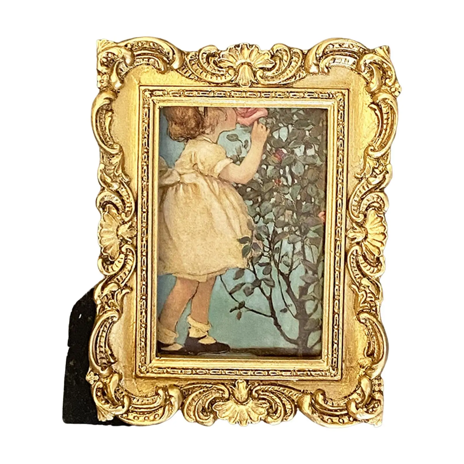 Antique Photo Frame Photo Gallery Art European Style Ornate Golden Carved Resin Small Vintage Picture Frame for Home Decoration