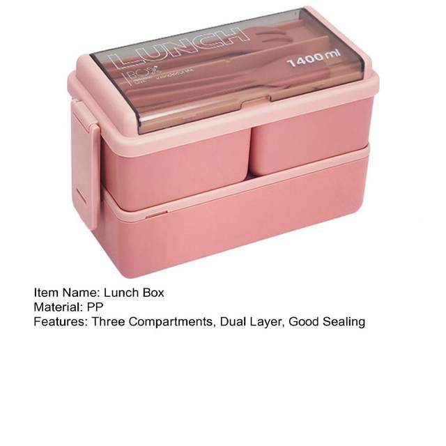 XMMSWDLA Luncheaze Lunch Box Pink Lunch Boxplastic Lunch Box Office Car Can  Microwave Oven Heating Compartment Double Layer Lunch Box Lunch Box