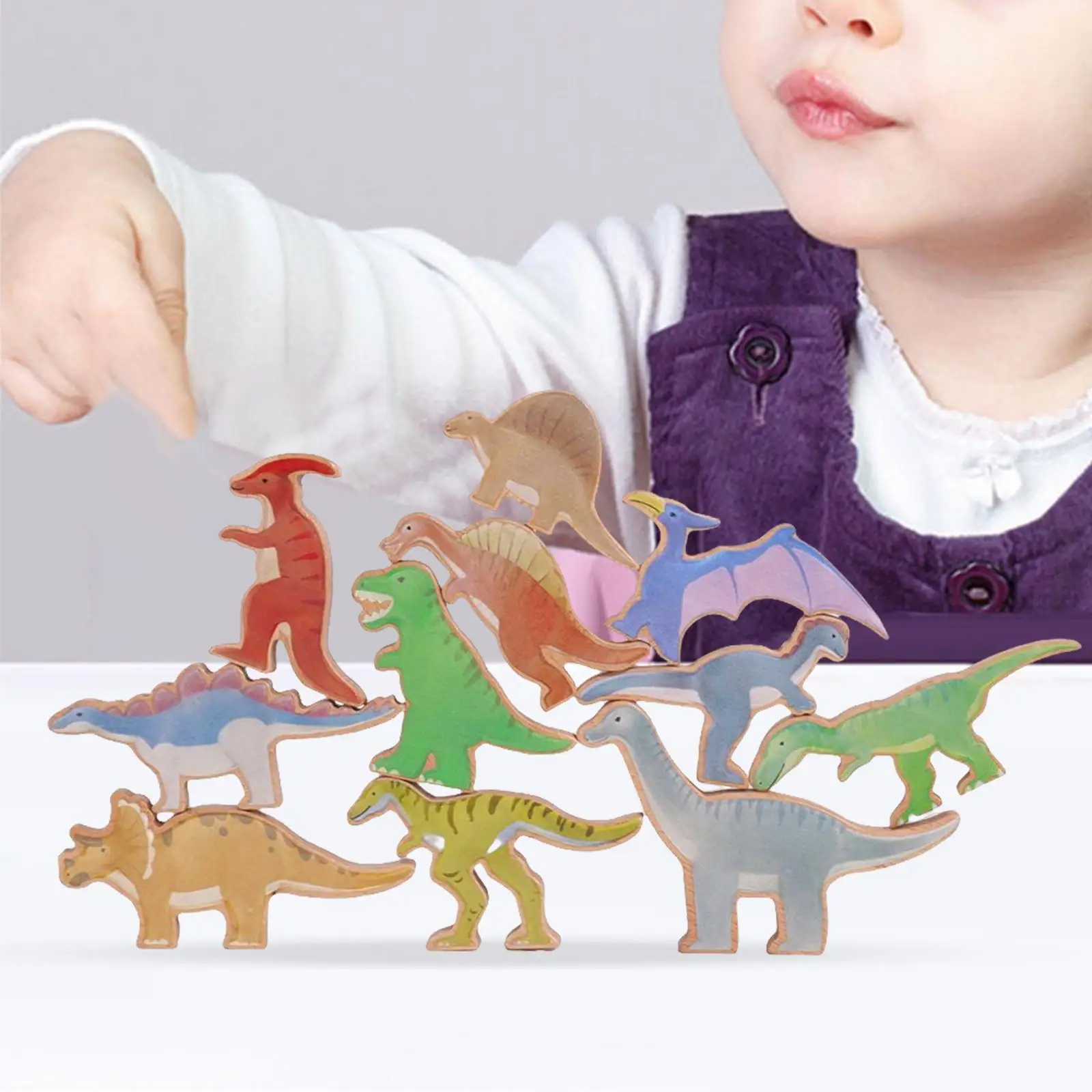 Montessori Wood Dinosaurs Balance Game Learning Building Toys Puzzle Toys Funny for Girls Boys Toddler Children Birthday Gifts