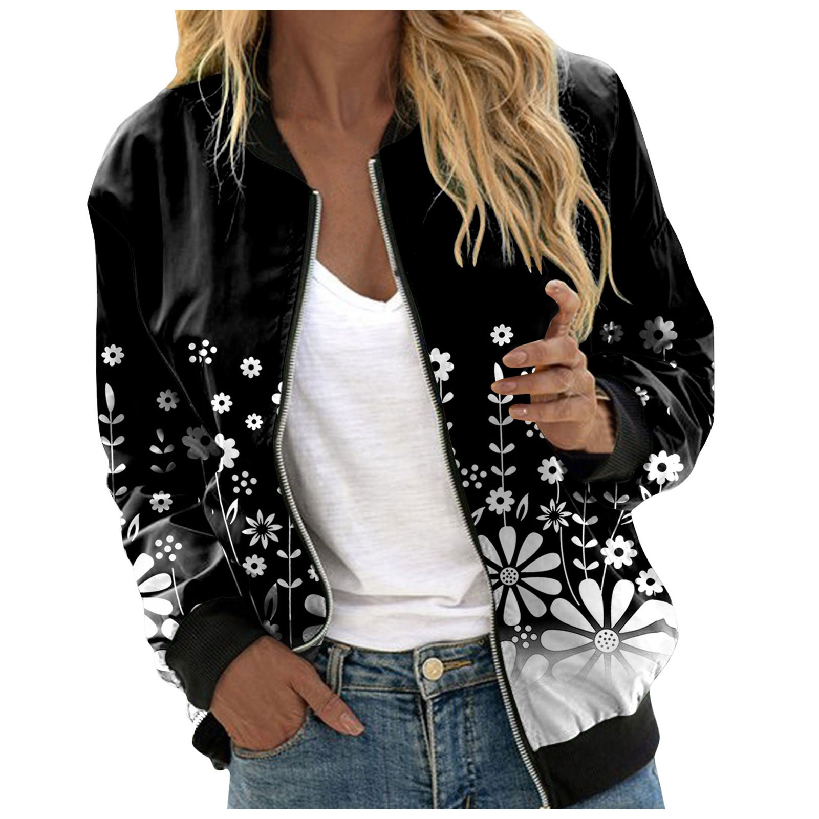 Title 4, Zipper Printed Jacket For Womans Long Sleeve Ca...