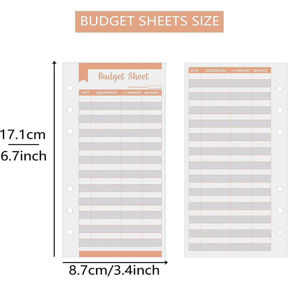 A5 A6 A7 Binder Budget Planer Organizer 6 Ringbuch Umschläge Taschen und 12 Stück Ausgabenbudgetblätter – Detail 4