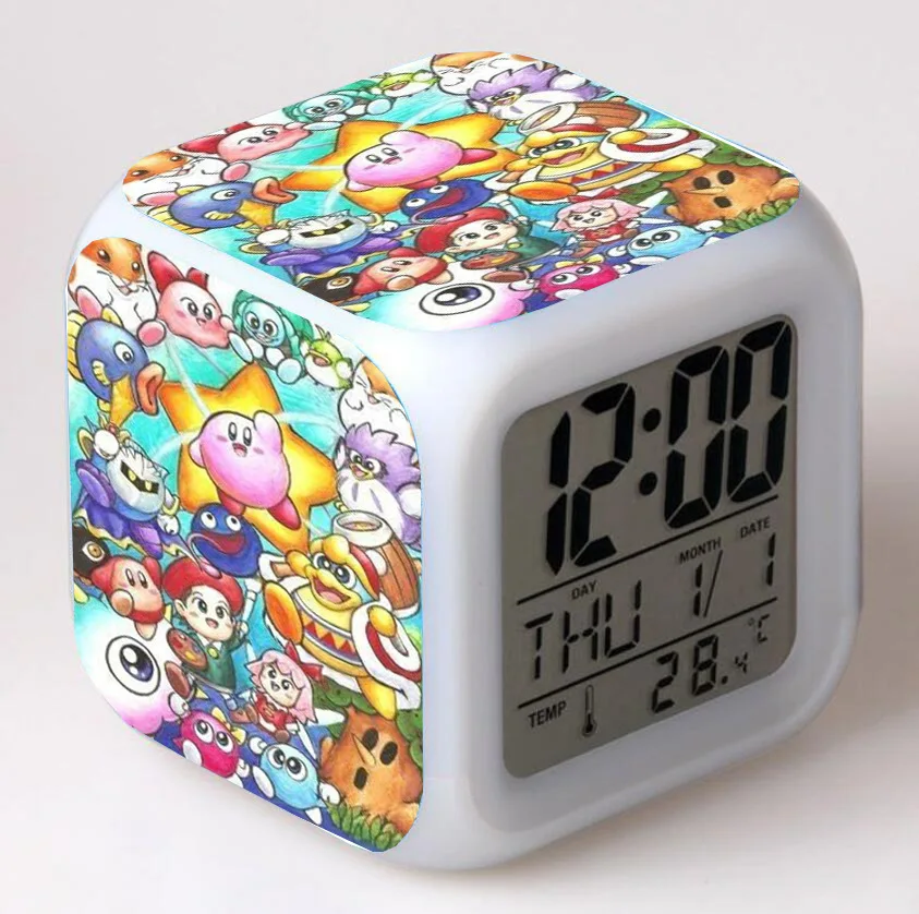 night light lamp Kirby Game LED Anime Light Colorful Digital Alarm Clock Student Children's Bedroom Desktop Lighting Decoration Birthday Gifts night light lamp