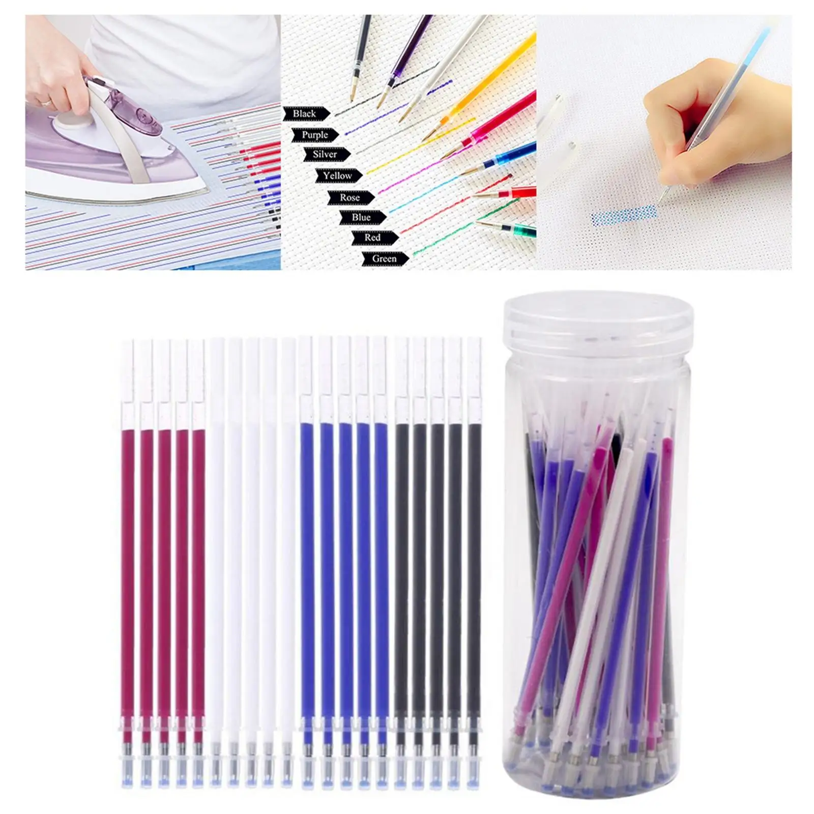 Portable Heat Erasable Pen Refills Fabric Marker DIY Replaceable Refills Vanishing for Tailors Quilting Embroidery Dressmaking