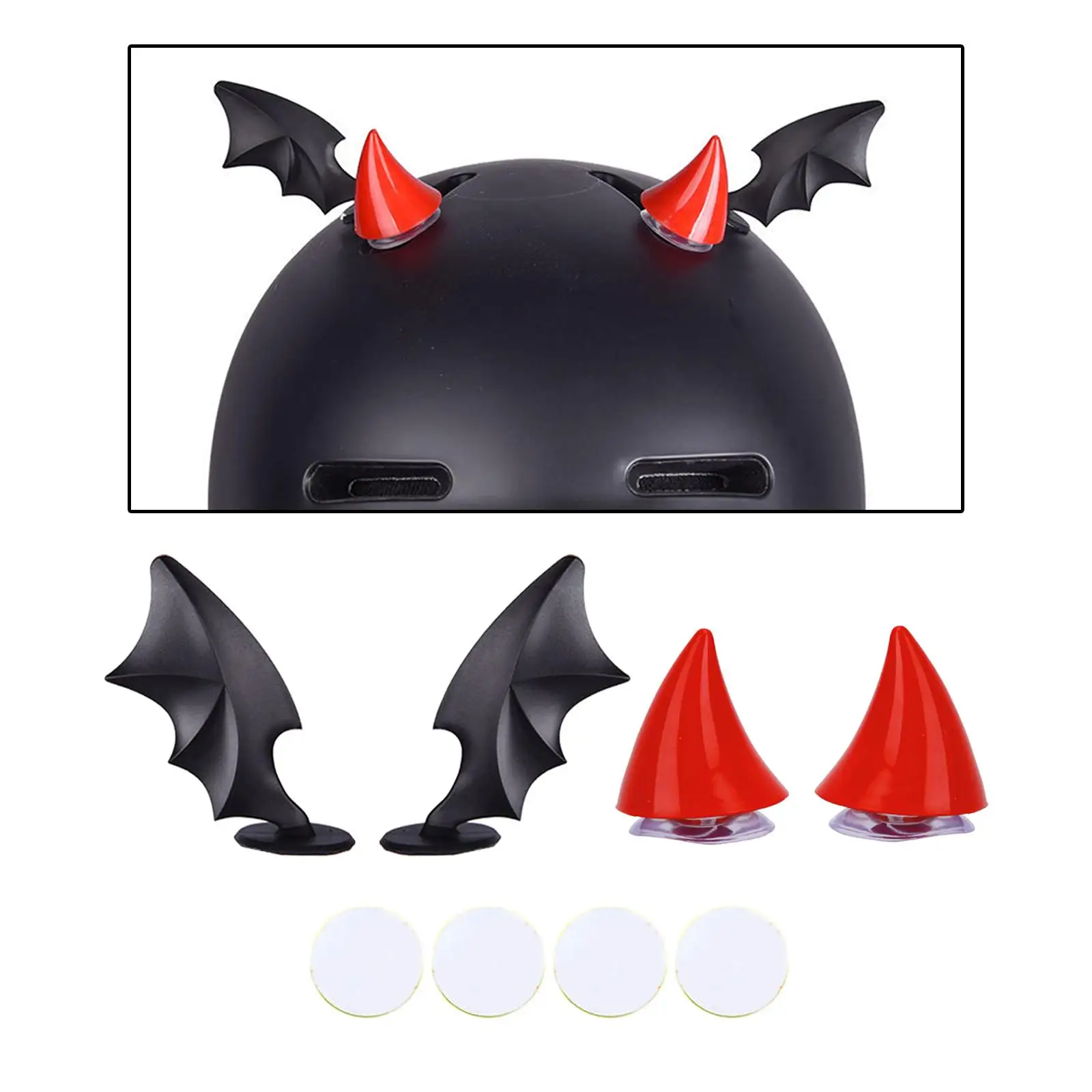 Helmet Decoration Devil Honrs & wings Combination Decor Easy to Install Cool Stylish Lovely Accessory Fit for Bicycle Helmet