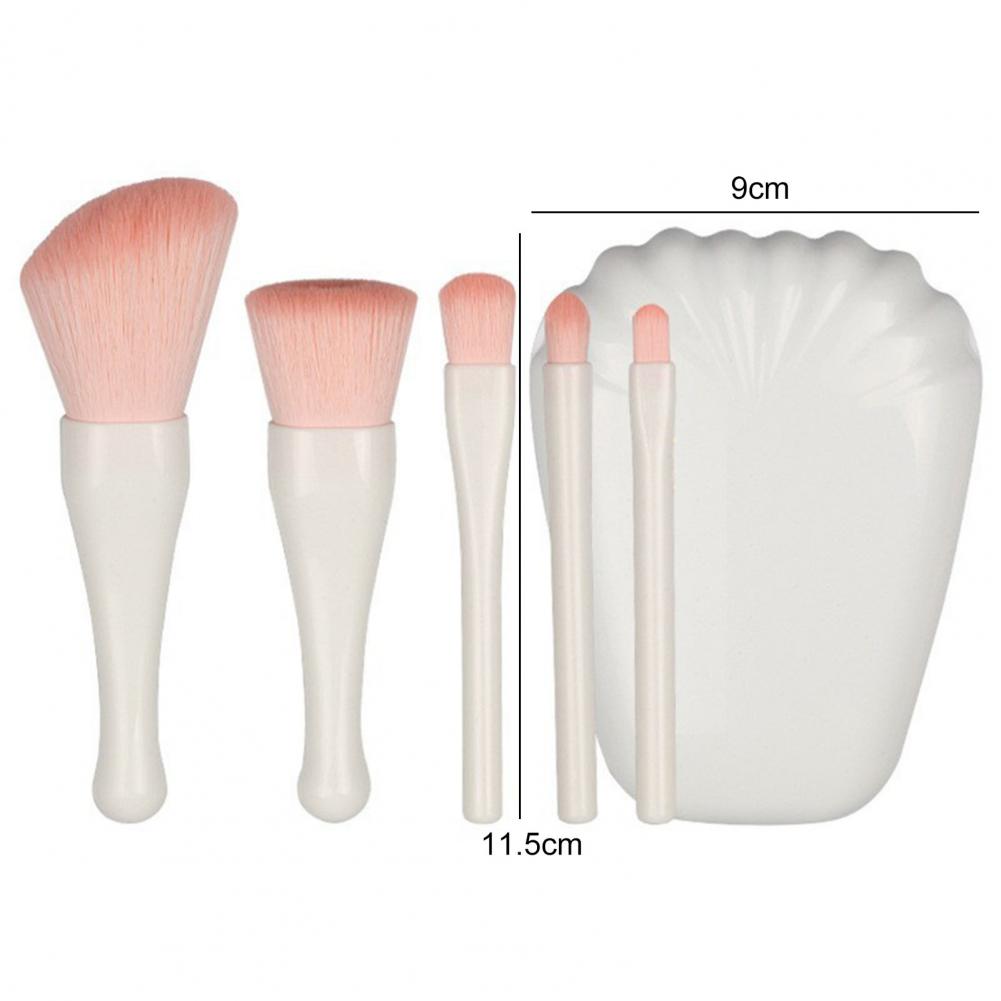 5pcs Shell Makeup Brushes Set With Mirror Makeup Powder Brush Eyeshadow Highlighter Foundation Soft Brush Beauty Tool