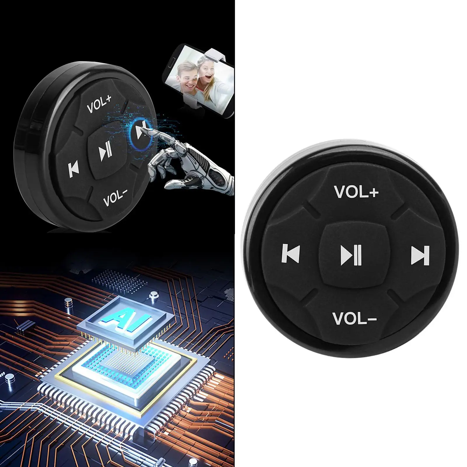 Bluetooth Media Button Wireless Remote Controller Selfie Kit for or Android Motorcycle