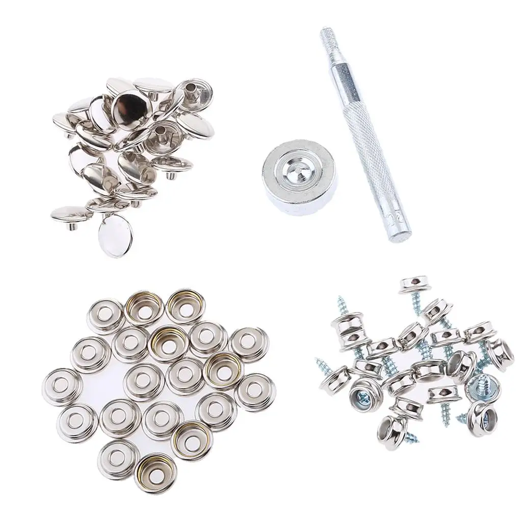 62pcs Marine Boat Canvas  Fastener 3/8inch Screw Studs Repair Kit w/ Installation Tool