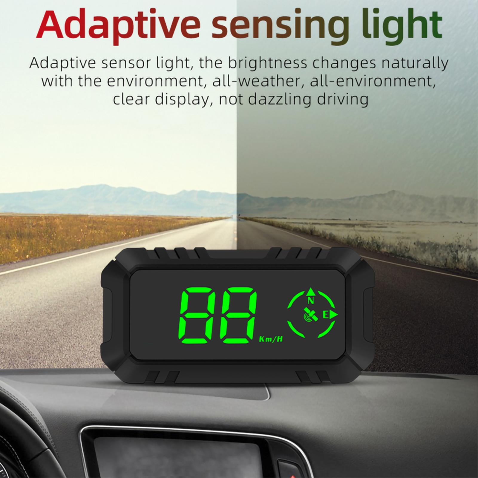 Car HUD Head up Display Speedometer Mileage Measurement GPS Course Digital Display Fatigue Alert Speed Trip Meter Fit for Truck