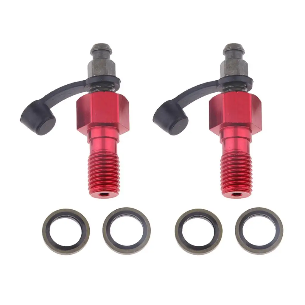 2x Motorcycle Brake Caliper Banjo Bolt & Bleed /Screw  1.25mm Red