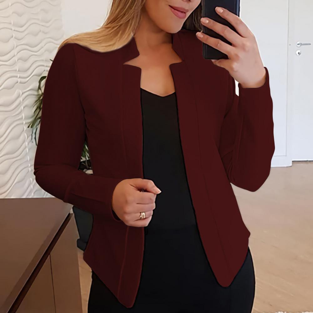 Title 7, Einfarbig Slim Fit Frauen Blazer Jacke Kerb Kra...