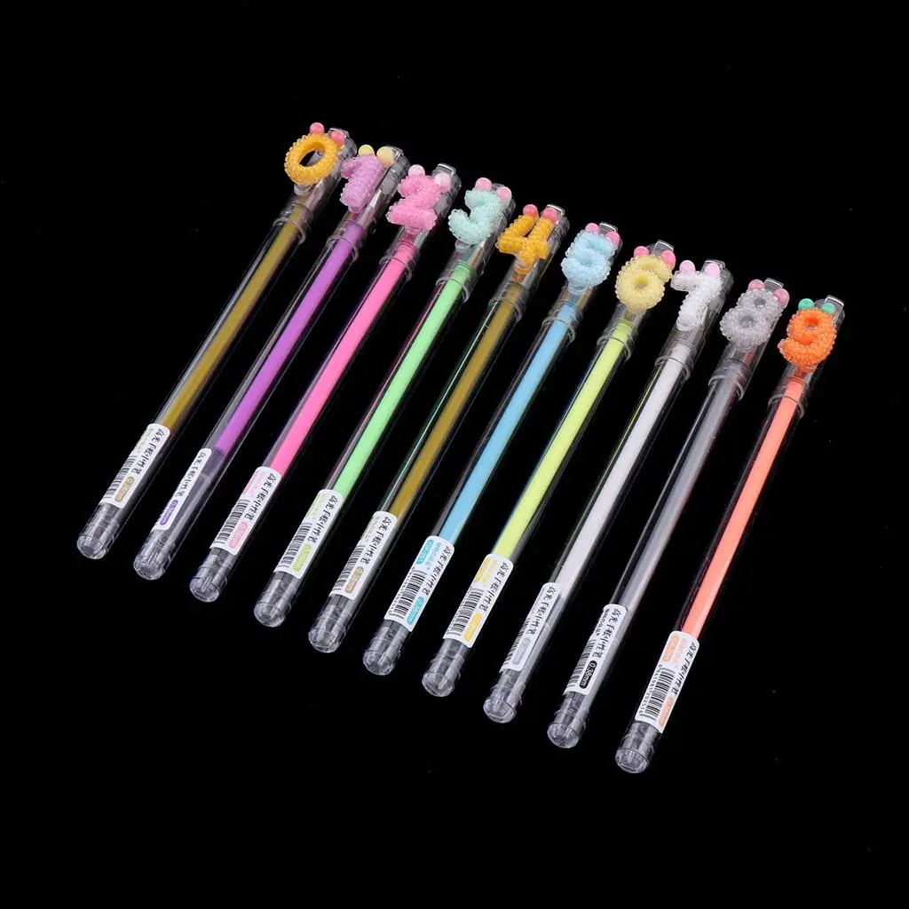 10 Unique Colors Gel Pens Gel Pen Set For Kids Adult Coloring Books Art Fluorescent Marker Highlighter Markers for Girls Gifts