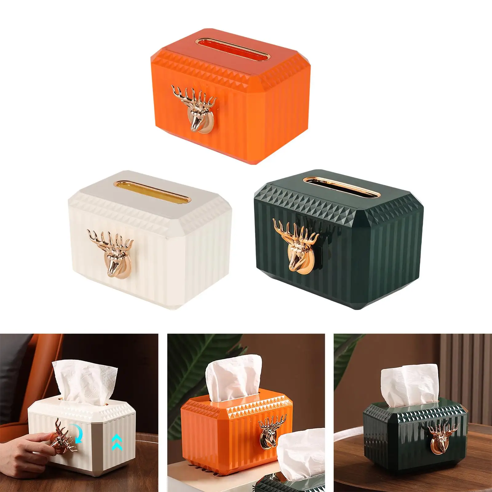 Luxury Tissue Box Decoration Organizer Rectangular Napkin Holder Case for Bedside Restaurant Office Home Table