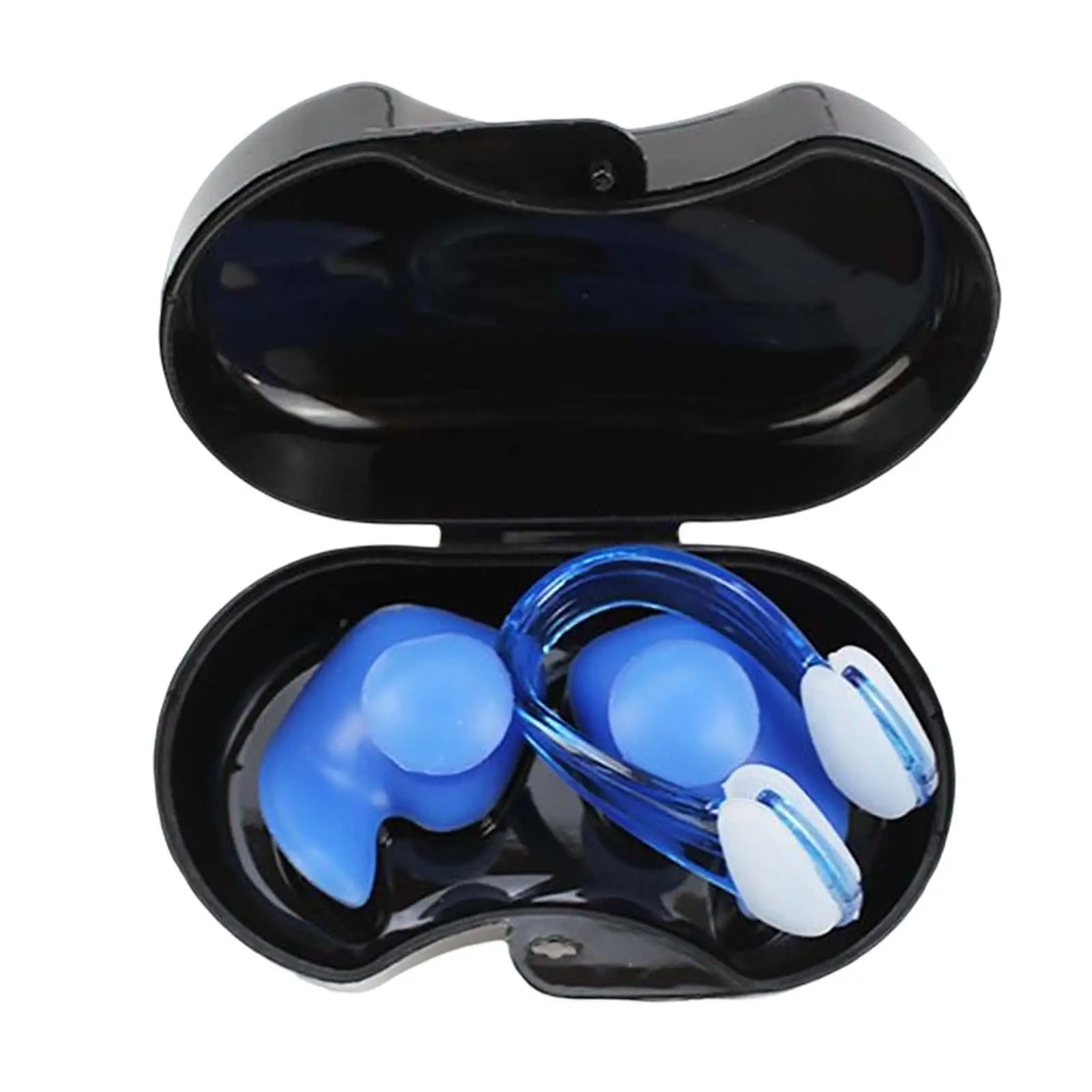 Swimming Ear Plug and Nose Clip Set Reusable Training with Storage Box Adult