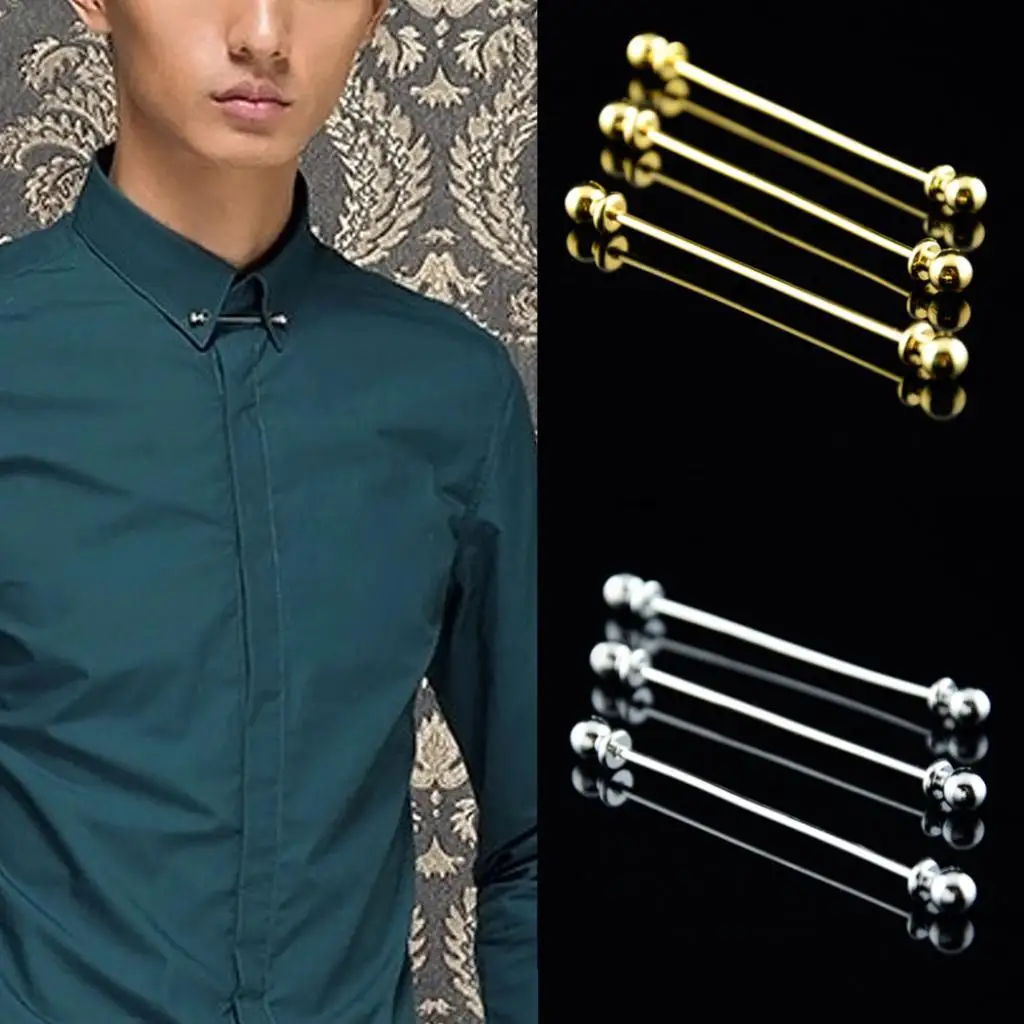 Multi Purpose Tie Collar Bar Cravat Clip Collar Brooch Skinny 