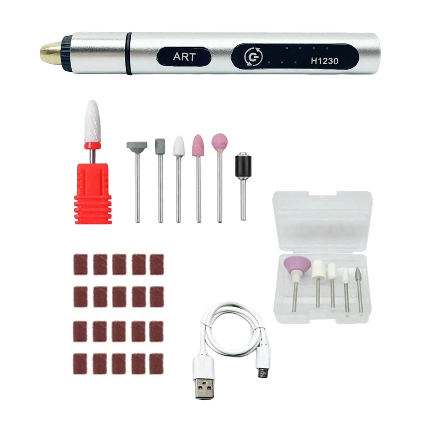 Handheld Electric Nail Drills Kit Rechargeable Micro Engraver Pen for Wood