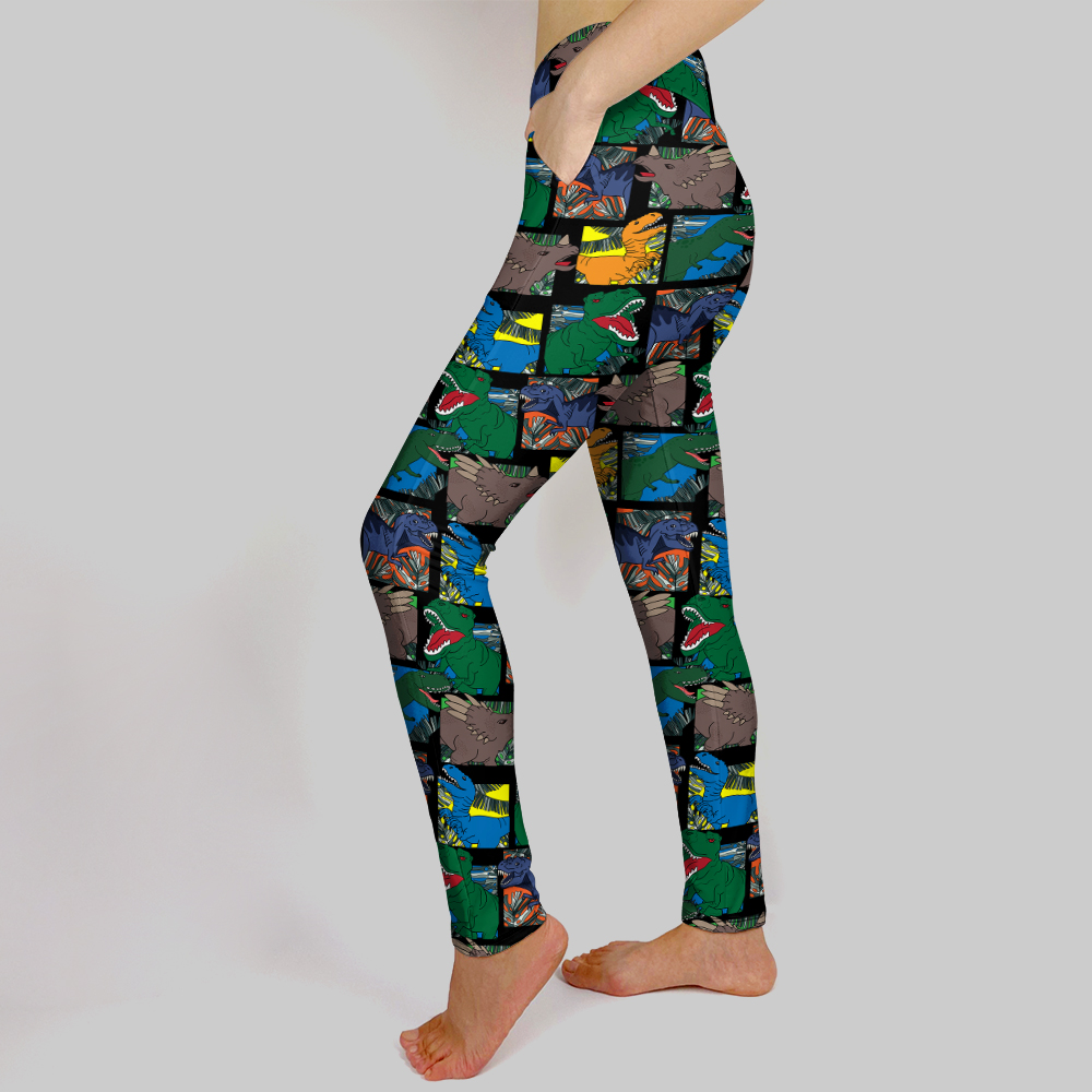 legging cintura alta 3d dinossauro impressão sexy