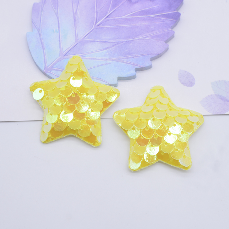 32 Stück 38 mm glitzernde Seaquins-Stern-gepolsterte Applikationen für DIY-Kleidung, Hut, Schuhe, Nähen, Patches, Kopfbedeckung, Haarspangen, Schleife, Dekor – Detail 6