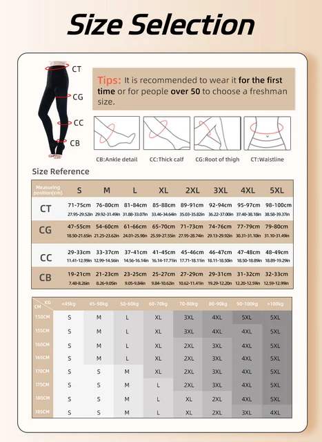 S-5XL Plus Size 34-46mmHg Medical Compression Pantyhose Elastic Nursing  Varicose Veins Socks Class 3 Pressure Tights Stockings