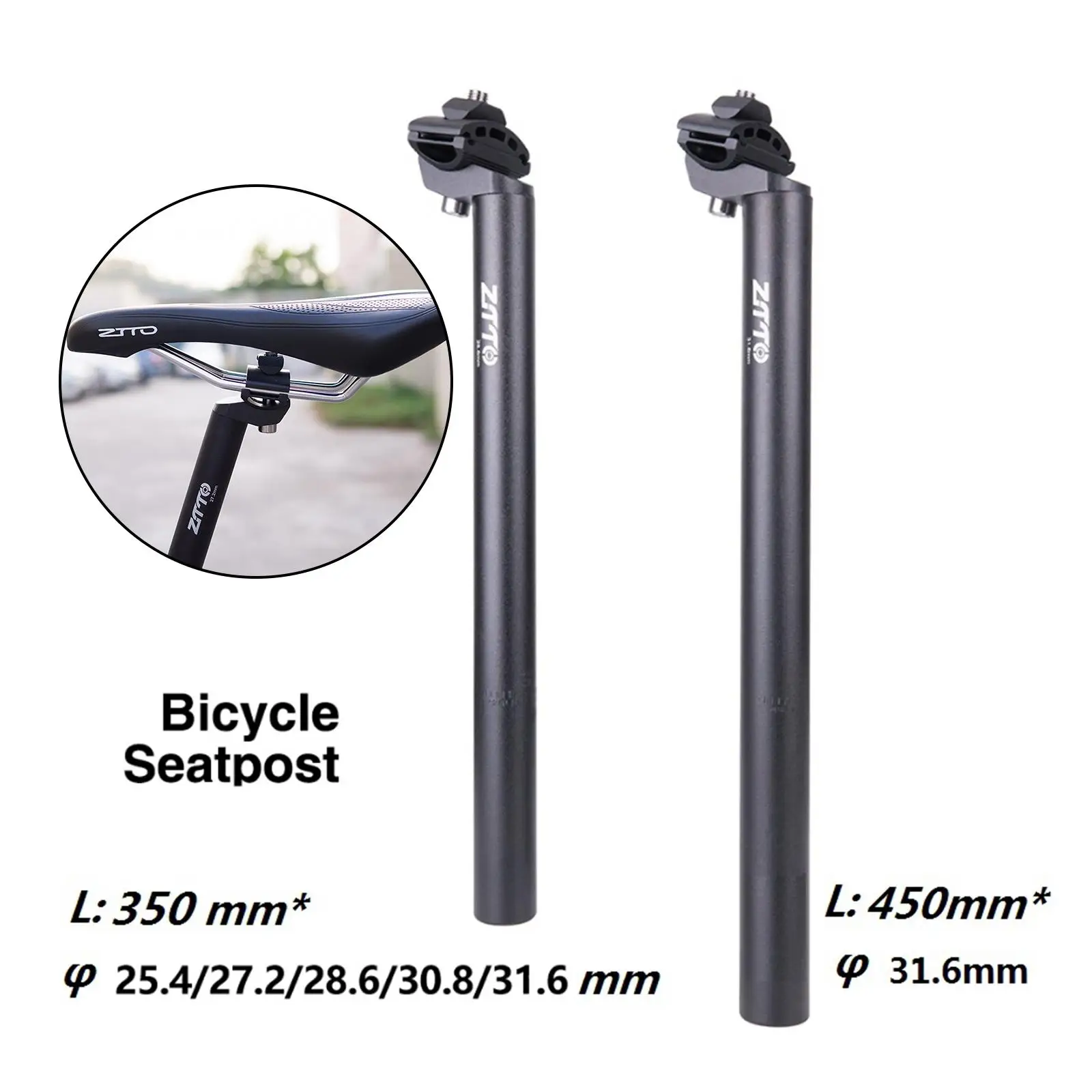 25.4/27.2/28.6/30.8/31.6mm MTB Road Bike Seatpost Seat Post Tube 350mm 450mm