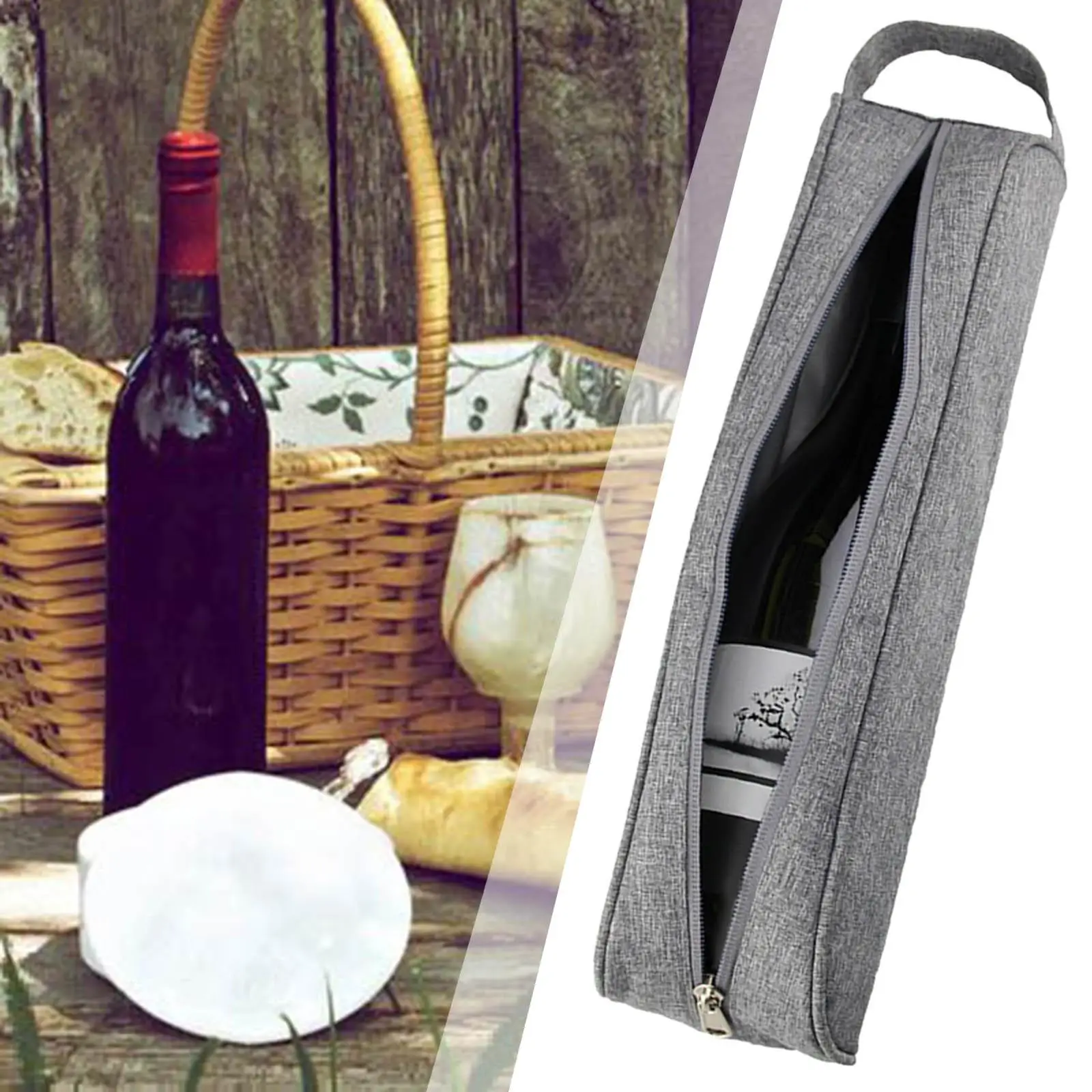 Single Bottle Wine Tote Bag Case Wine Storage Bag Cooler Bag Sleeve Thermal Wine Carrier Bag for Outdoor Beach Party