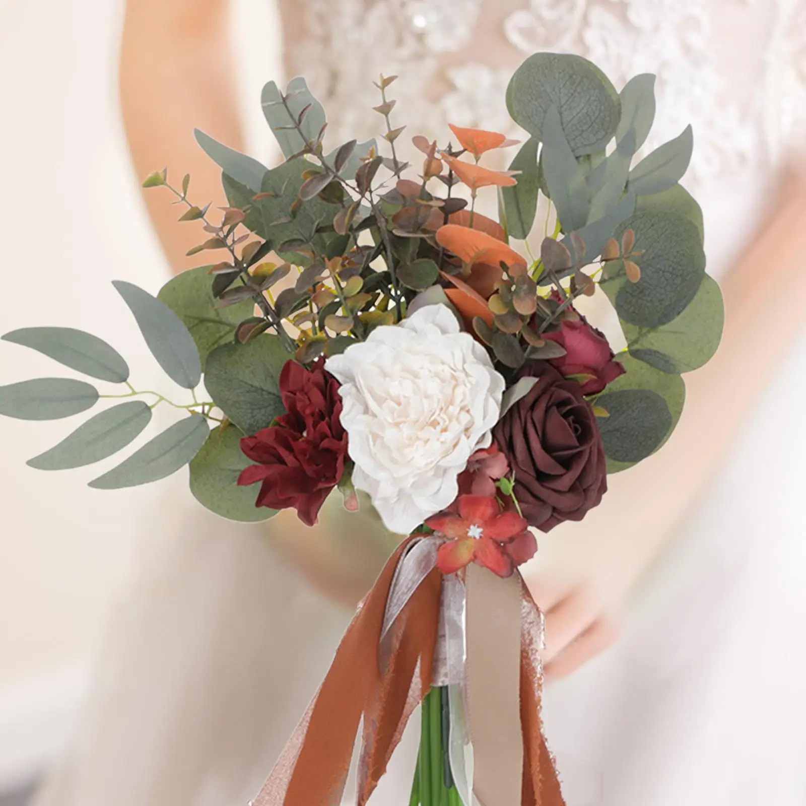 Wedding Bridal Bouquet Holding Flower Artificial Peony Rose Flower Bouquet for Anniversary