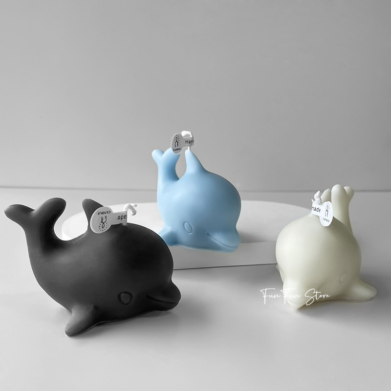 Description Picture 2 of item3D Cute Little Dolphin Scented Candle Silicone Mold Cute Cartoon Animal Dolphin Mousse Cake Ice Cream Plaster Drop Glue Mold