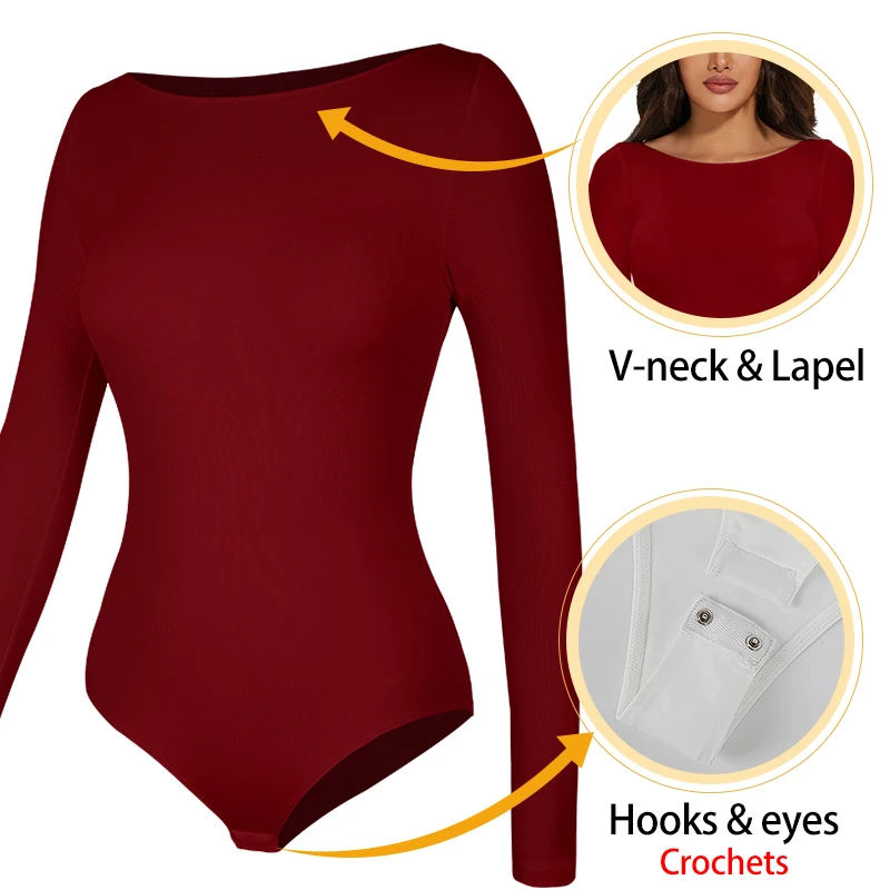 Description Picture 3 of itemThermal Underwear Tops for women Sexy One-shoulder Long Sleeve Bodysuits Soft Keep Warm Bottoming Shirt Compression Undershirts