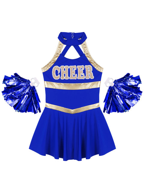 Kids Girls Cheerleader Costumes Cheerleading Team Uniforms Halloween Cosplay  Costumes Pleated Skirt Dress with Flower Balls - AliExpress