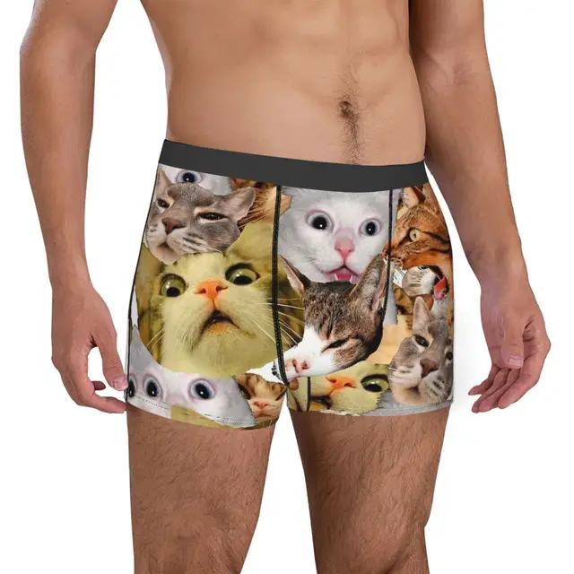 Man Funny Cat Boxer Briefs Shorts Panties Polyester Underwear Cute